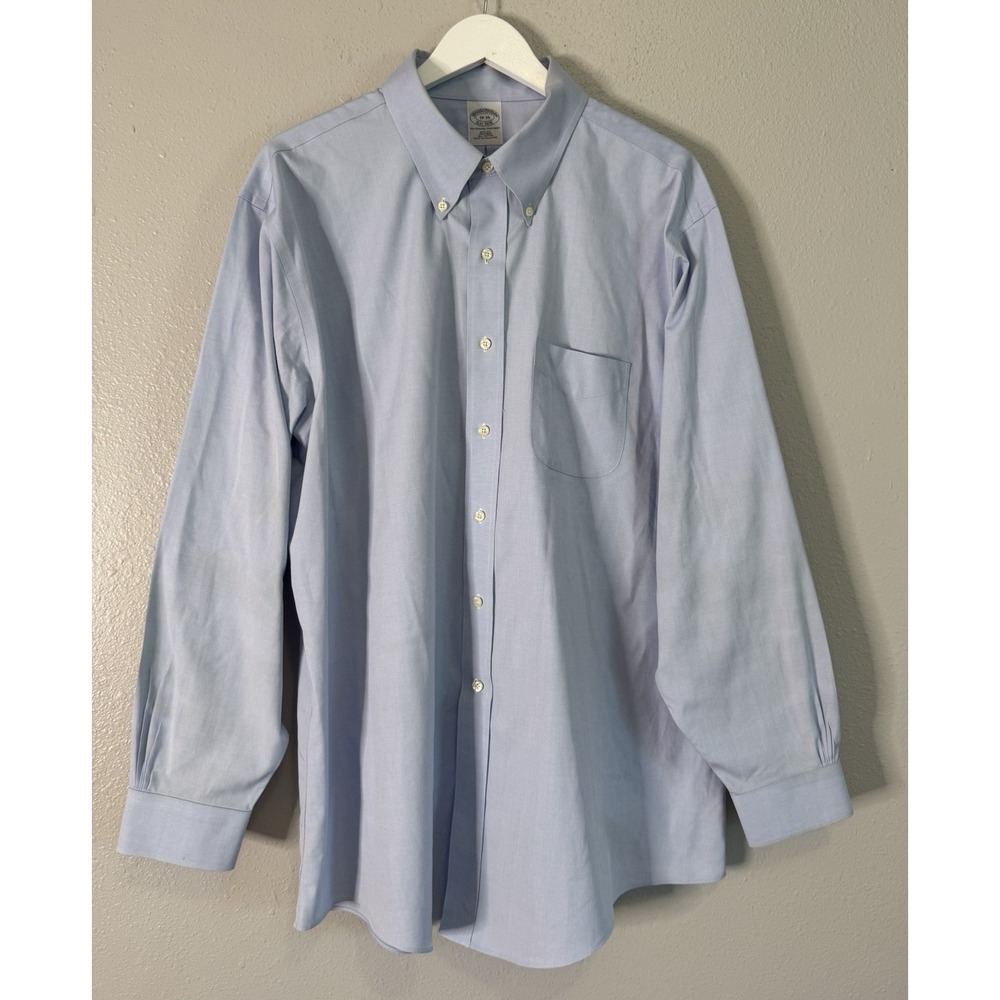 Brooks Brothers 1818 Original Polo Shirt Blue Oxford Slim Fit Non Iron 18-35